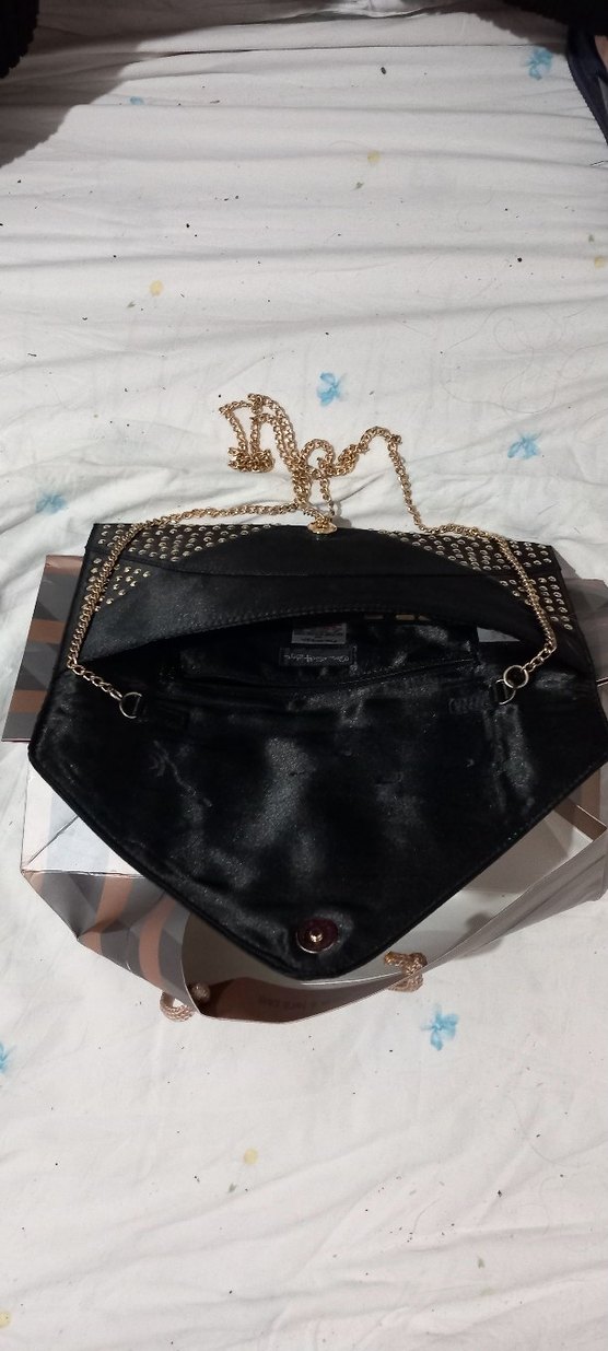 Zincir Detaylı Siyah Deri Çanta - Görsel 2