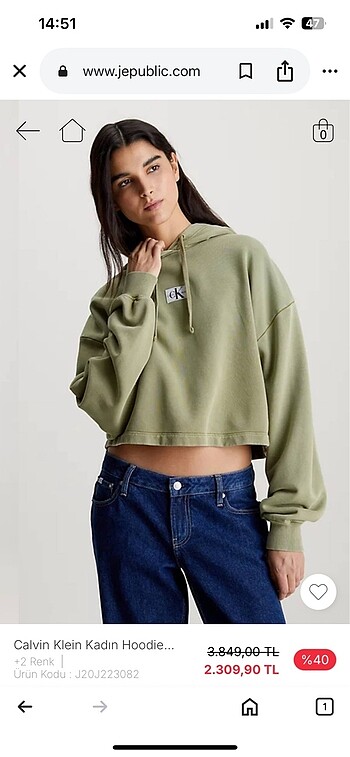 Calvin klein haki kadın sweatshirt