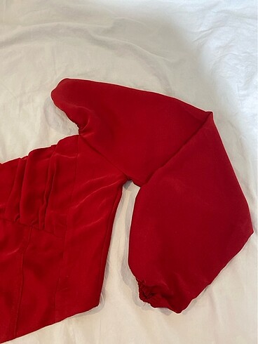 Zara Kırmızı büstiyet model uzun kollu crop