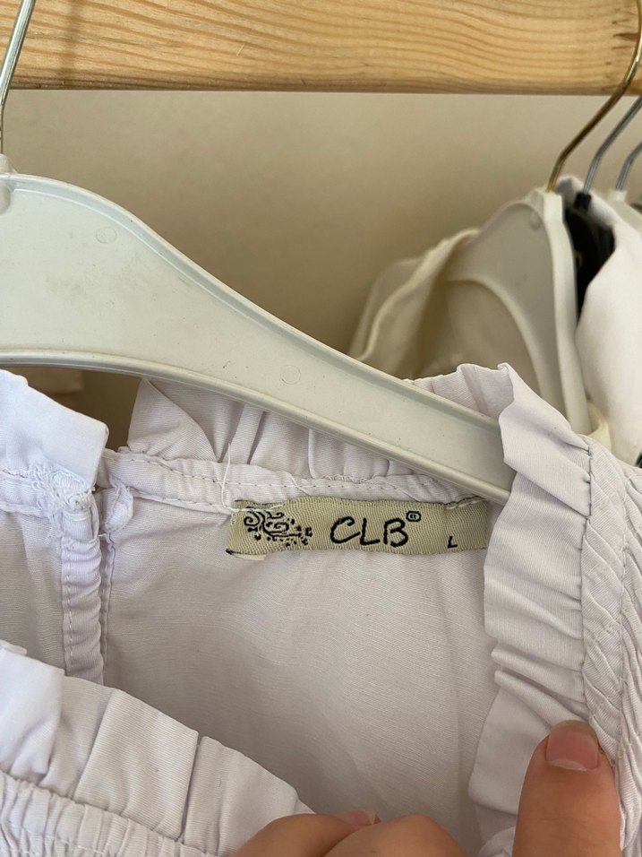 Beyaz Fırfırlı Uzun Kollu Keten Gömlek - Görsel 3