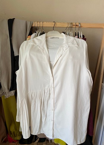 Beyaz Keten Kollu Bohem Gömlek - Görsel 2