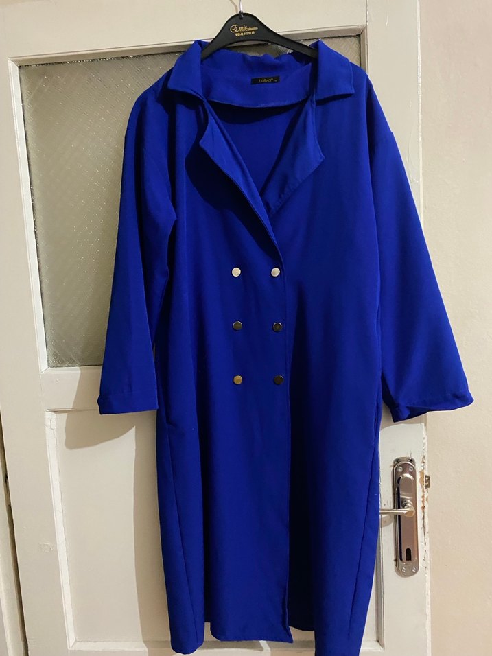 Düğmeli Lacivert Uzun Kadın Ceket - Görsel 2