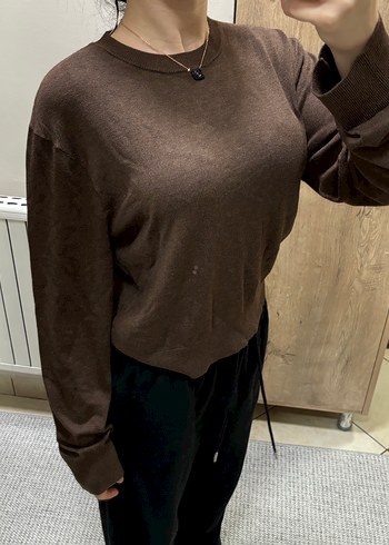 h&m Kahverengi Kadın Triko Bisiklet Yaka Kazak - Görsel 2