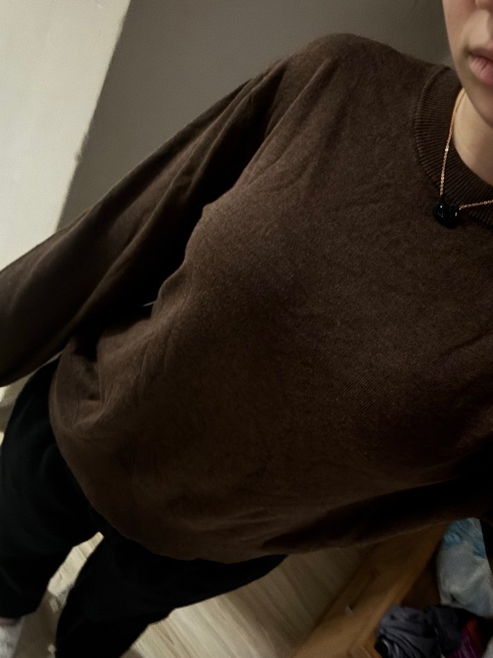 h&m Kahverengi Kadın Triko Bisiklet Yaka Kazak - Görsel 5