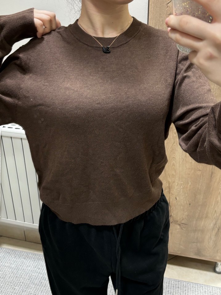 h&m Kahverengi Kadın Triko Bisiklet Yaka Kazak - Görsel 3