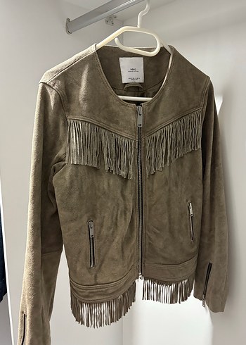 Püsküllü Bej Süet Kadın Ceket - Görsel 2