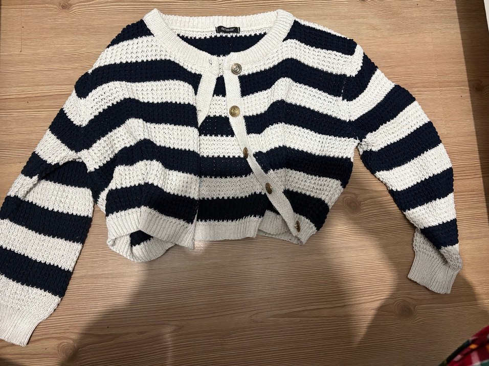 Çizgili Triko Kadın Hırka - Görsel 2