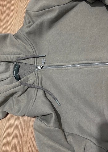 Gri Kapüşonlu Fermuarlı Erkek Sweatshirt - Görsel 2