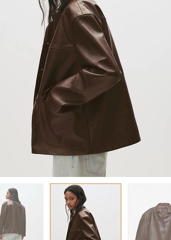 Düğmeli Kahverengi Deri Kadın Ceket - Görsel 3