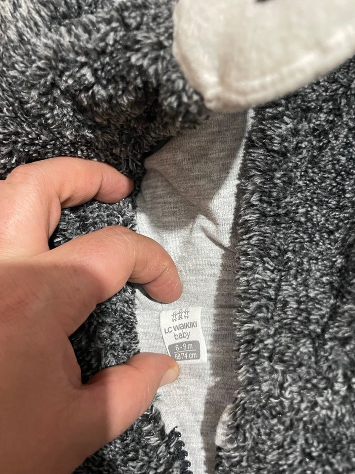 Gri Erkek Bebek Peluş Tulum - Görsel 3