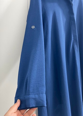Uzun Kollu Mavi Kadın tunik - Görsel 2
