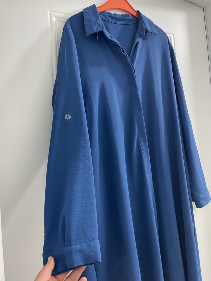 Uzun Kollu Mavi Kadın tunik - Görsel 3