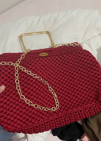 Bordo Örgü Kadın Çanta - Görsel 2