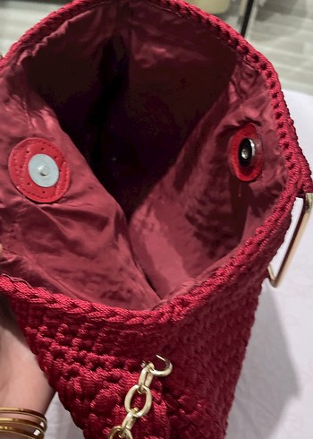 Bordo Örgü Kadın Çanta - Görsel 6