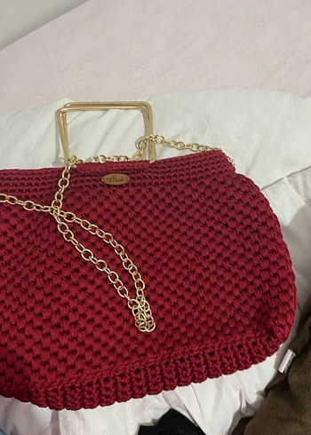 Bordo Örgü Kadın Çanta - Görsel 3