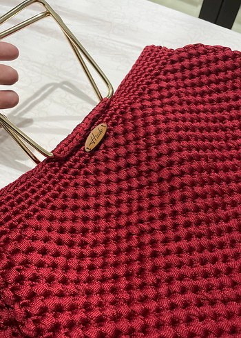 Bordo Örgü Kadın Çanta - Görsel 7