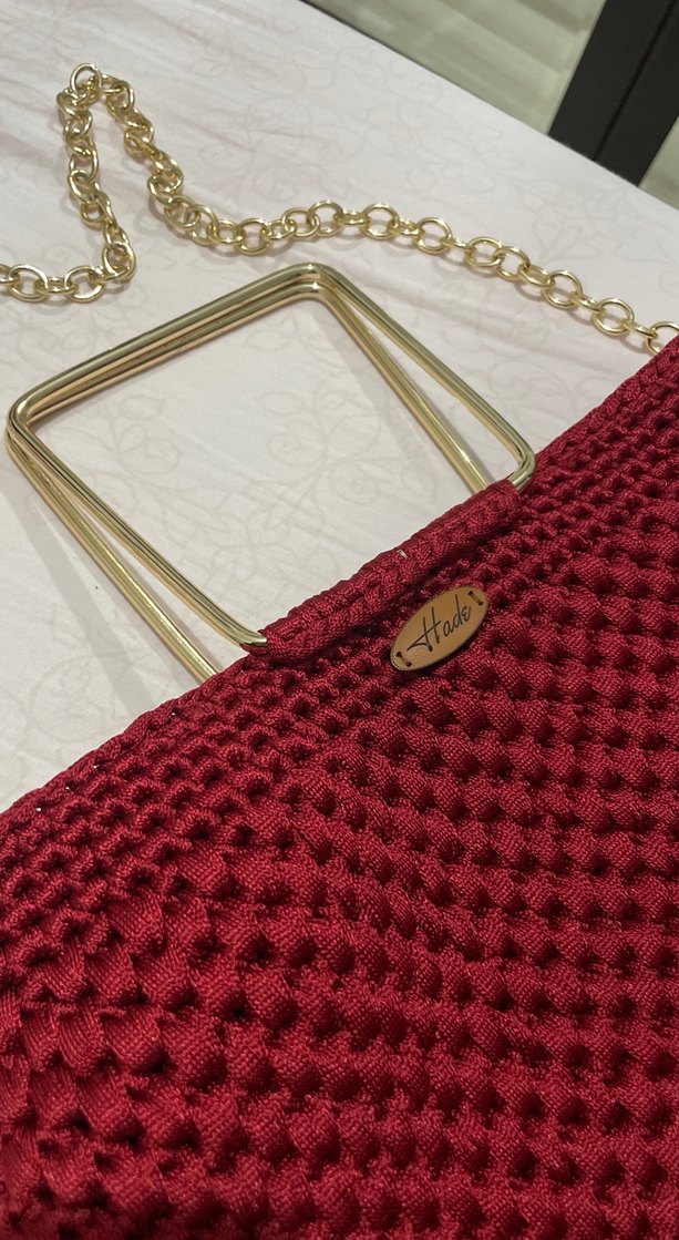 Bordo Örgü Kadın Çanta - Görsel 4