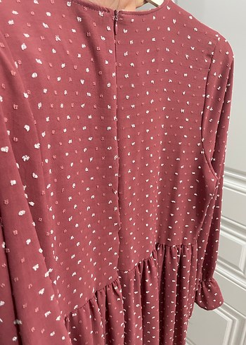 Bordo Puantiyeli Uzun Bohem Elbise - Görsel 4