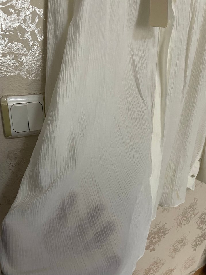 Kadın Beyaz Keten Uzun Kollu Gömlek - Görsel 3