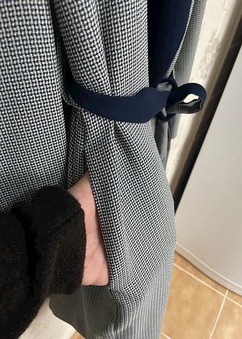 Gri Uzun Salaş Kadın Kaban - Görsel 6