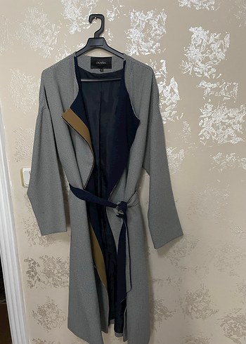 Gri Uzun Salaş Kadın Kaban - Görsel 2