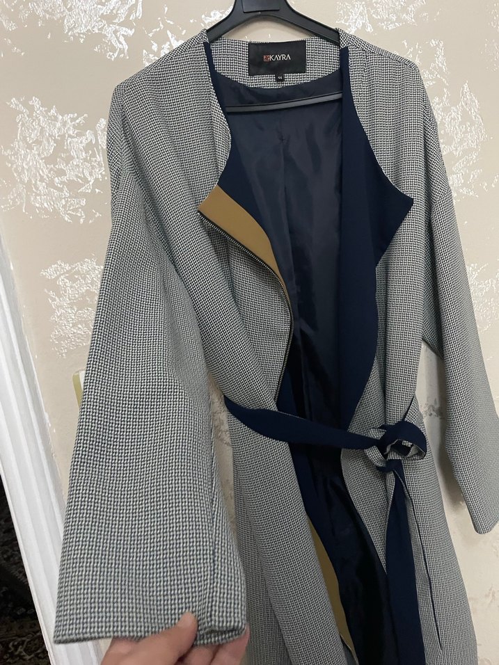 Gri Uzun Salaş Kadın Kaban - Görsel 3