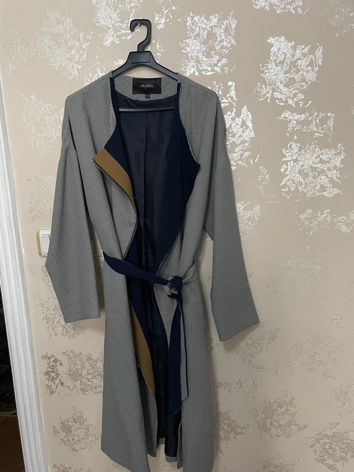 Gri Uzun Salaş Kadın Kaban - Görsel 2