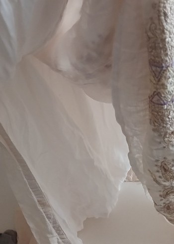 Nakışlı Beyaz Bohem midi Elbise - Görsel 4