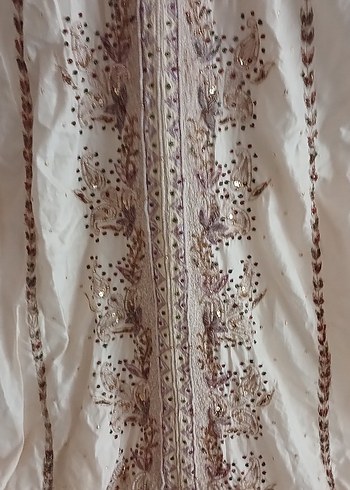 Nakışlı Beyaz Bohem midi Elbise - Görsel 3