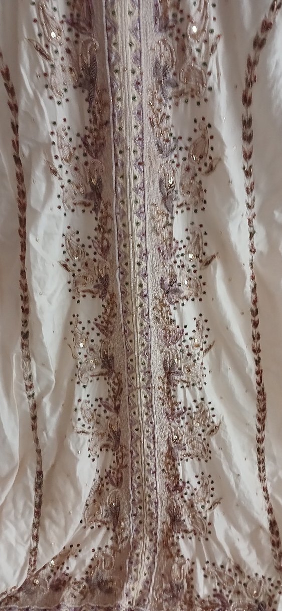 Nakışlı Beyaz Bohem midi Elbise - Görsel 3