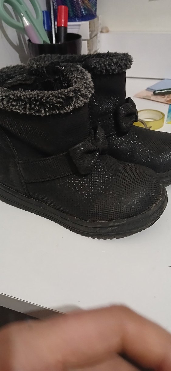 Kız Çocuk Gri Yılan Desenli Kürklü Bot - Görsel 2