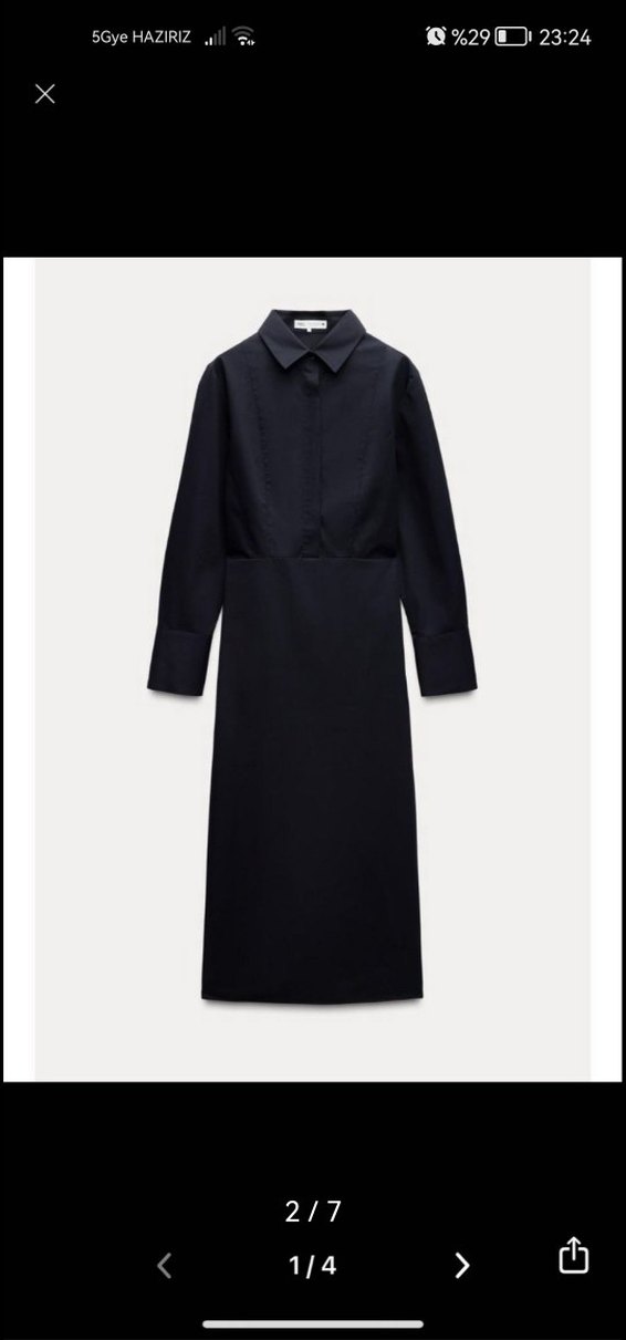 Düğmeli Siyah Uzun Kollu Kadın Elbise - Görsel 2