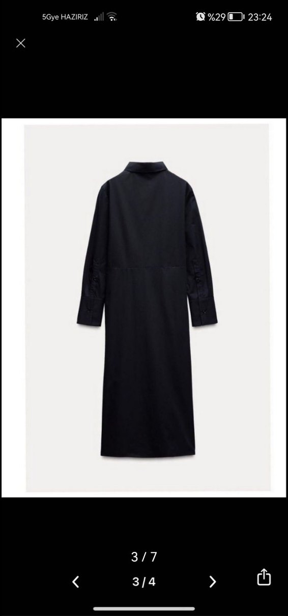 Düğmeli Siyah Uzun Kollu Kadın Elbise - Görsel 3