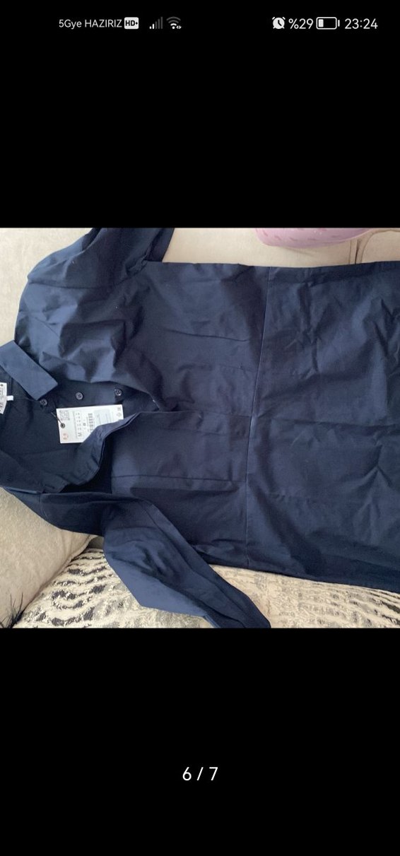 Düğmeli Siyah Uzun Kollu Kadın Elbise - Görsel 5