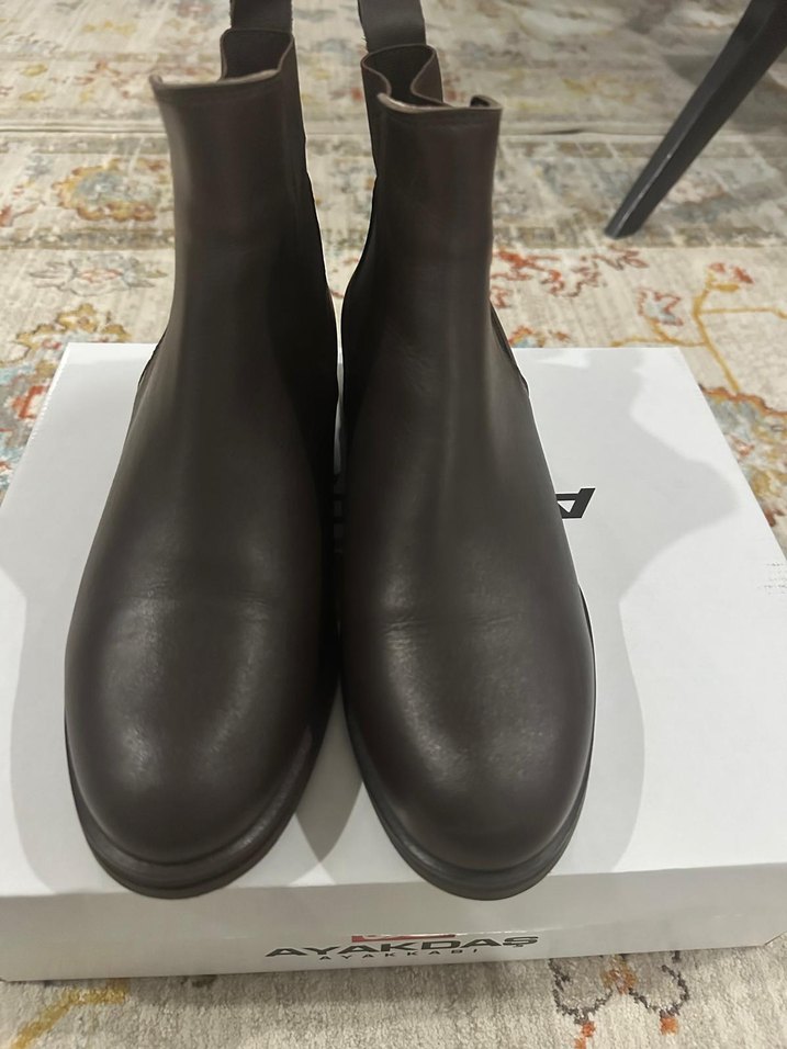 Kahverengi Deri Kadın Botlar, Tokalı, Topuklu - Görsel 4