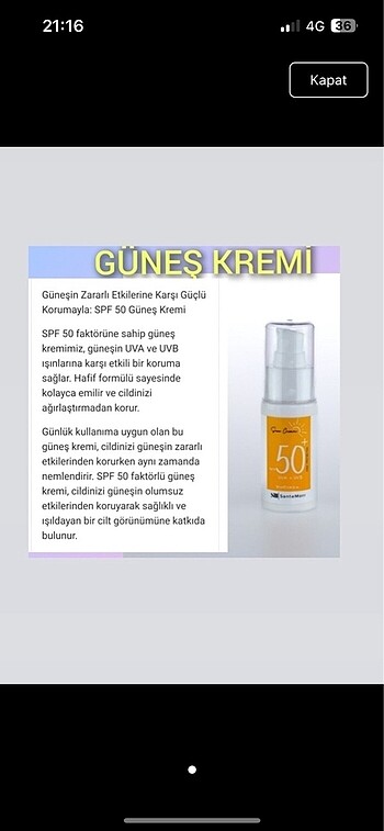 Doğal Güneş Kremi