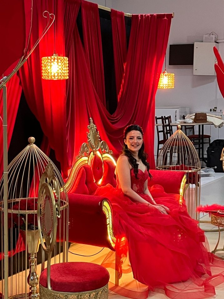 Kadın Kırmızı Straplez Uzun Abiye Elbise - Görsel 2