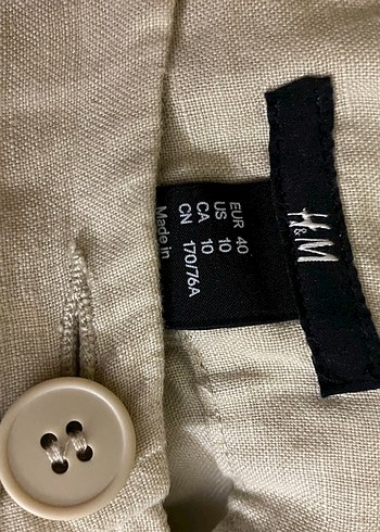 HM Bej Kadın Keten Midi Bol Pantolon - Görsel 2