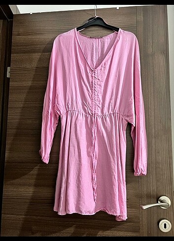 l Beden ZARA PEMBE MINI SATEN ELBISE