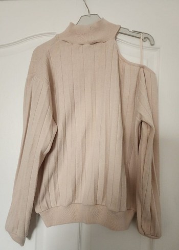 ZARA Bej Yüksek Yakalı Örgü Kadın Kazak - Görsel 2