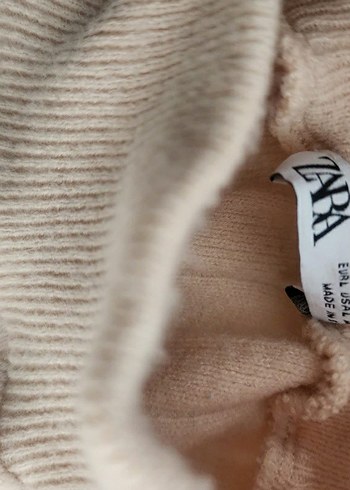 ZARA Bej Yüksek Yakalı Örgü Kadın Kazak - Görsel 3