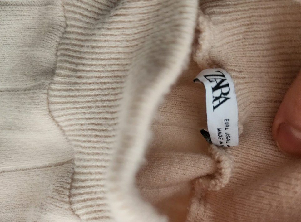 ZARA Bej Yüksek Yakalı Örgü Kadın Kazak - Görsel 3