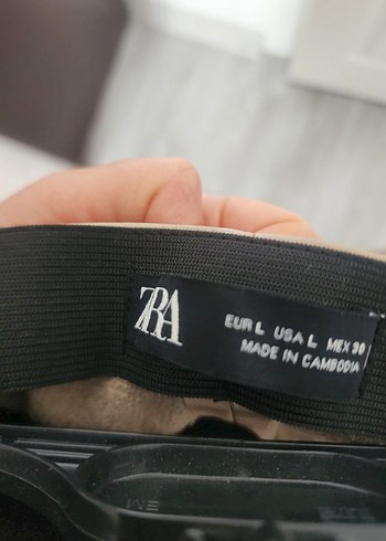 ZARA Bej Suni Deri Kadın Pantolon - Görsel 3