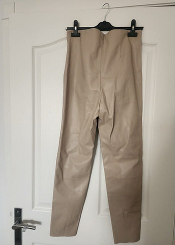 ZARA Bej Suni Deri Kadın Pantolon - Görsel 2