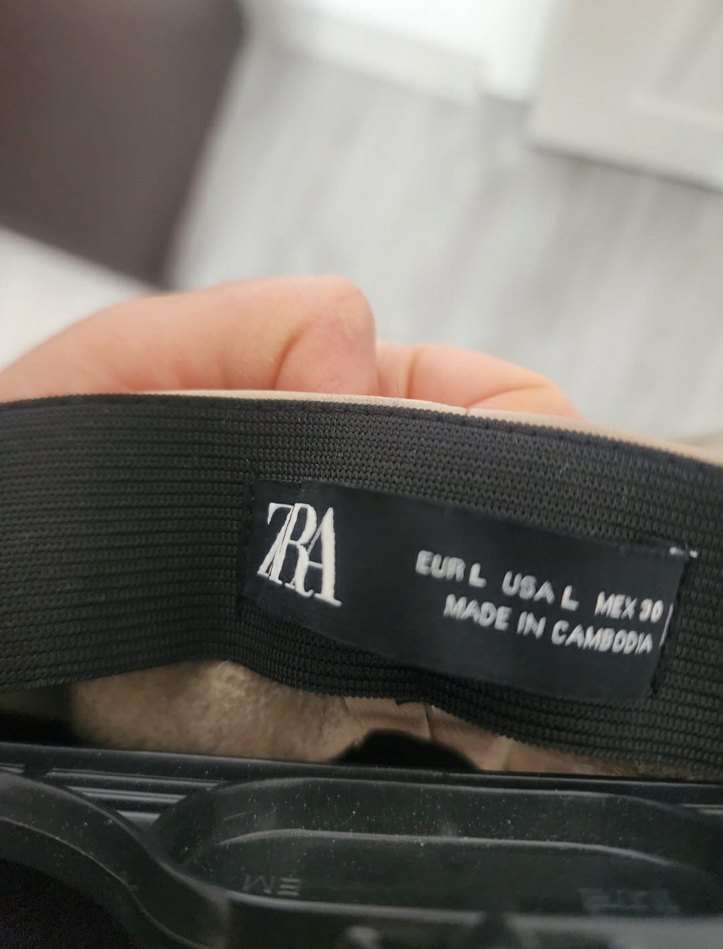 ZARA Bej Suni Deri Kadın Pantolon - Görsel 3