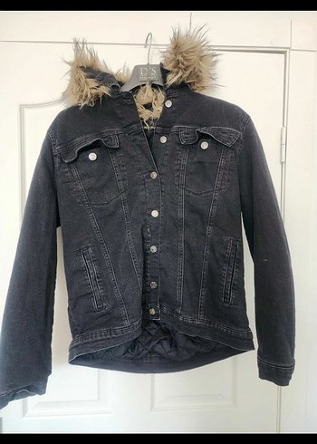 Kürklü Gri Denim Ceket