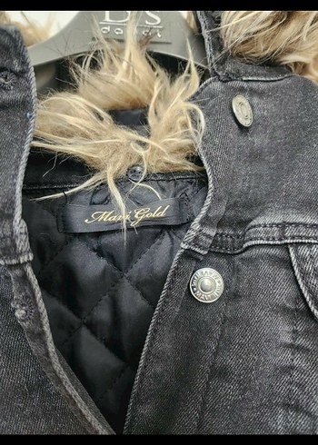 l Beden Kürklü Gri Denim Ceket