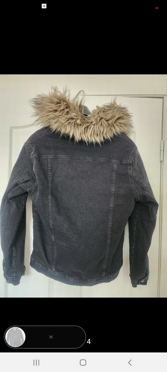 Kürklü Gri Denim Ceket - Görsel 2