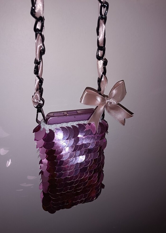 Pullu el yapımı telefonluk - Görsel 3