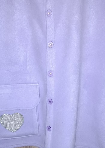 lila polar düğmeli Kadın yelek - Görsel 2